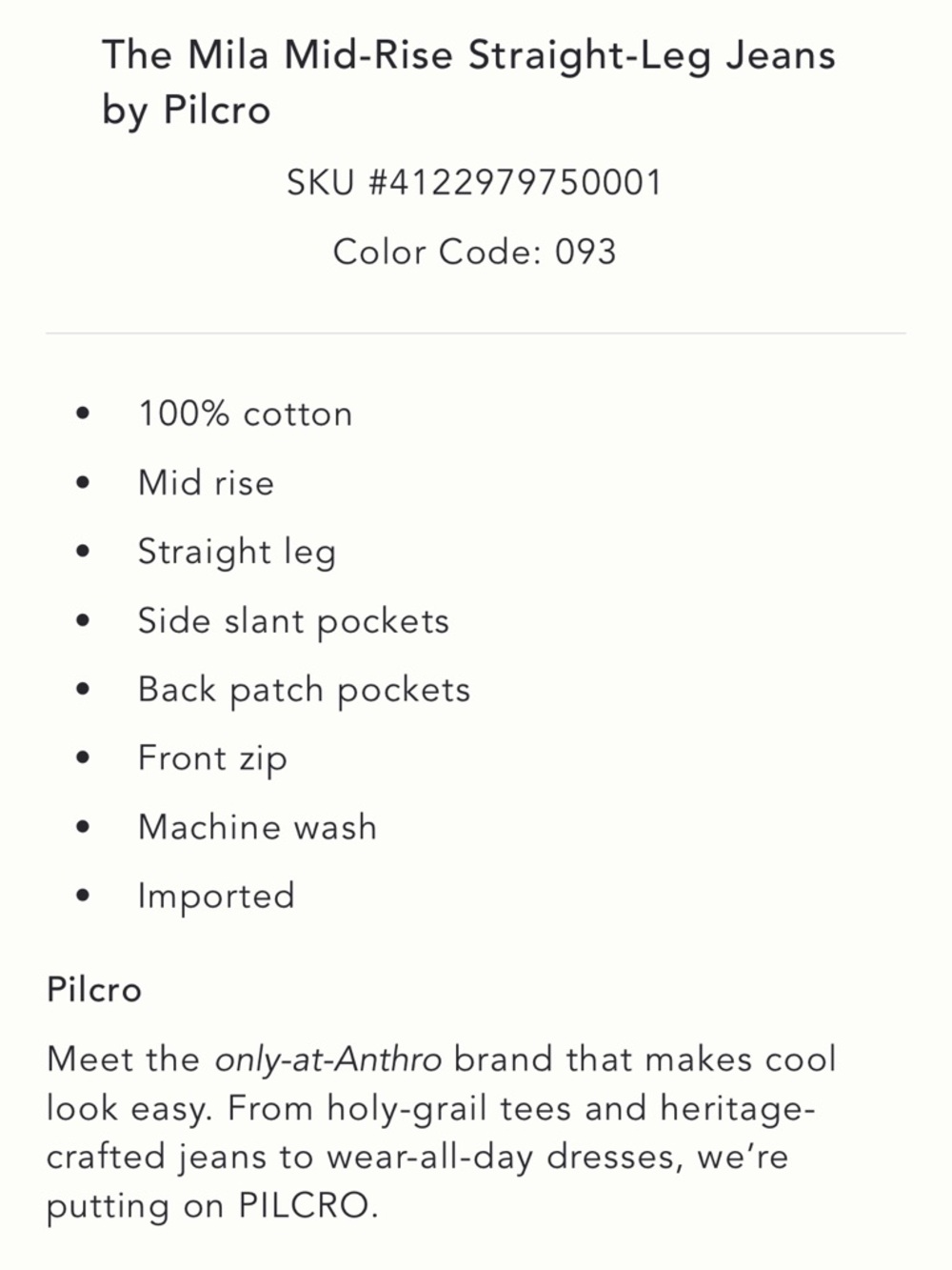 Anthropologie Pilcro The Mila Mid Rise Straight Leg Jean Pant - Picture 4 of 10